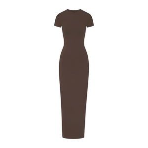 Skims New Vintage T-Shirt Long Dress in Cocoa